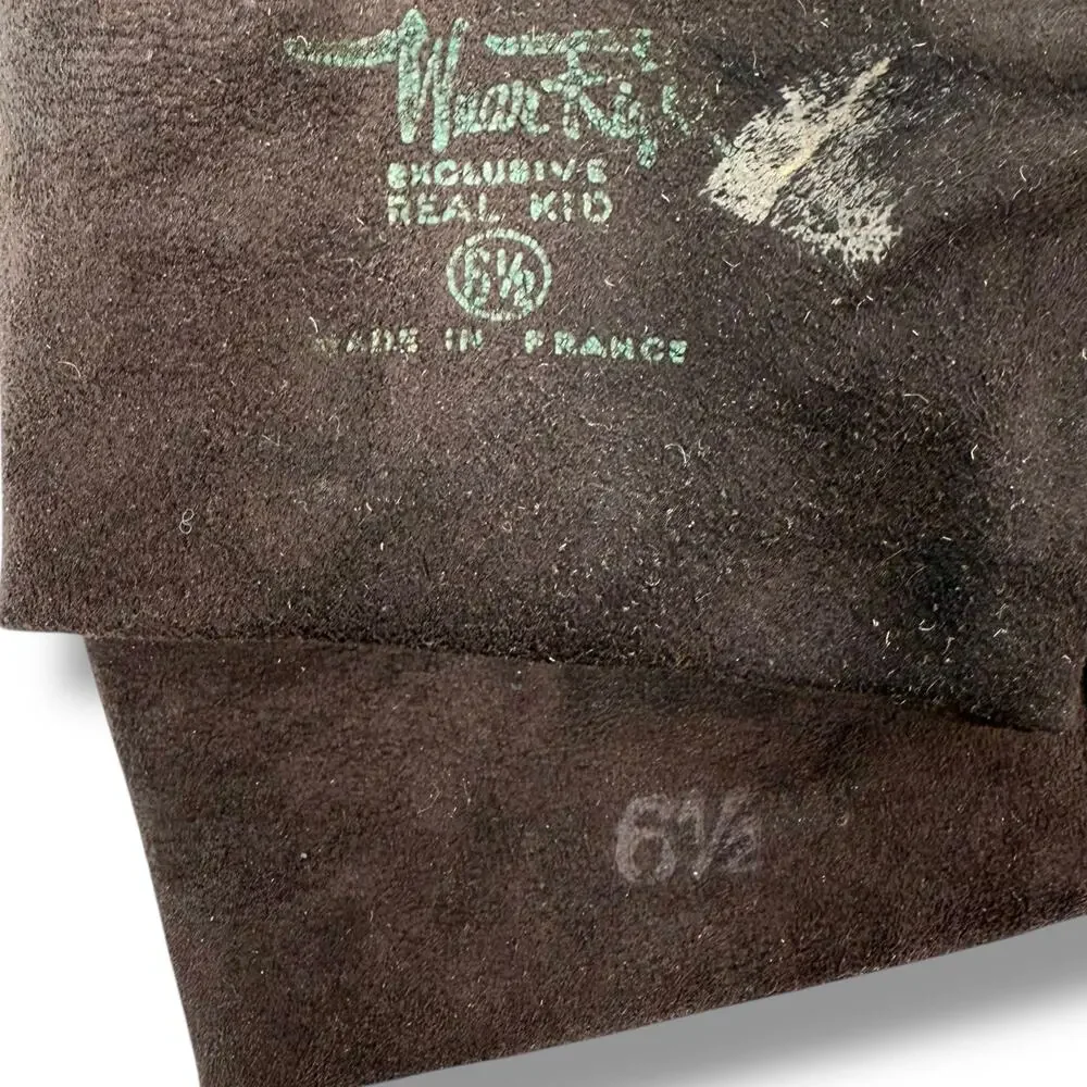 ❌SOLD❌1950's French designer black brown kid goat skin leather long gloves - Picture 14 of 14